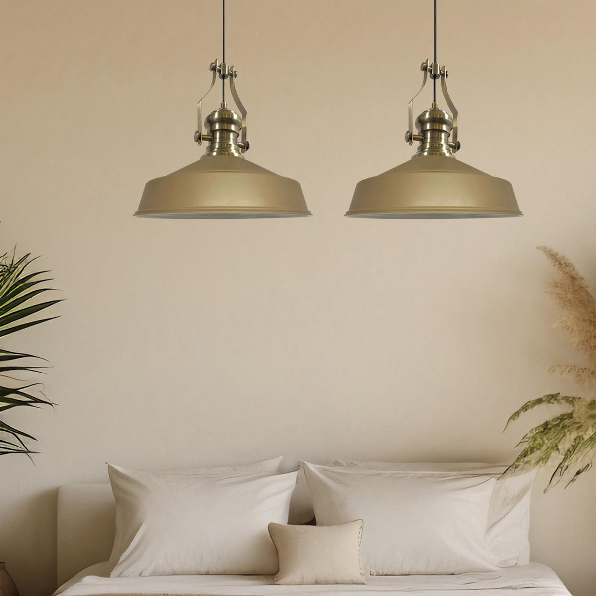 PENDELLEUCHTE Asletl 40/30 cm - Beige, Metall (30/40/31cm) - Bamyum