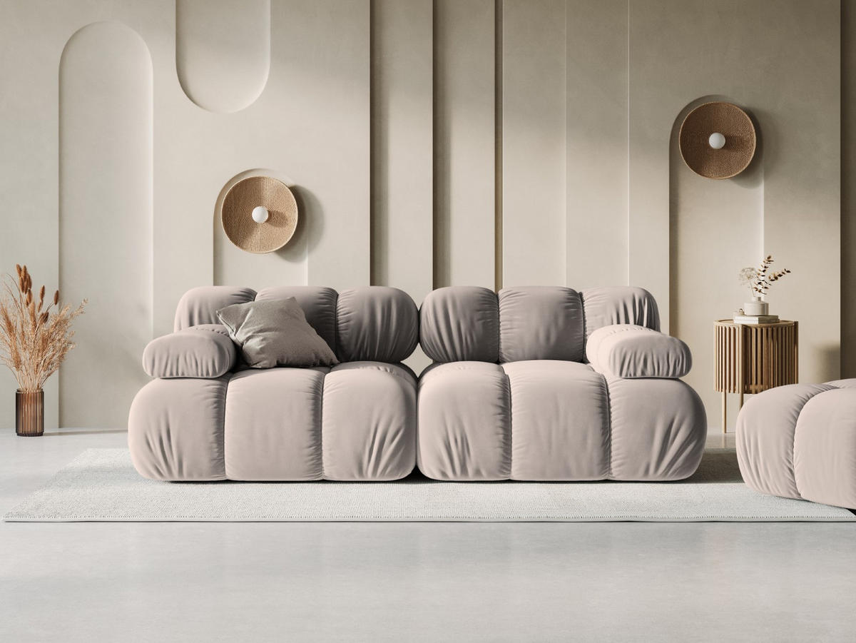 MODULARES-SOFA Bellis aus Samt beige 2 Sitzplätze - Beige, Textil (94/63/188cm) - Micadoni