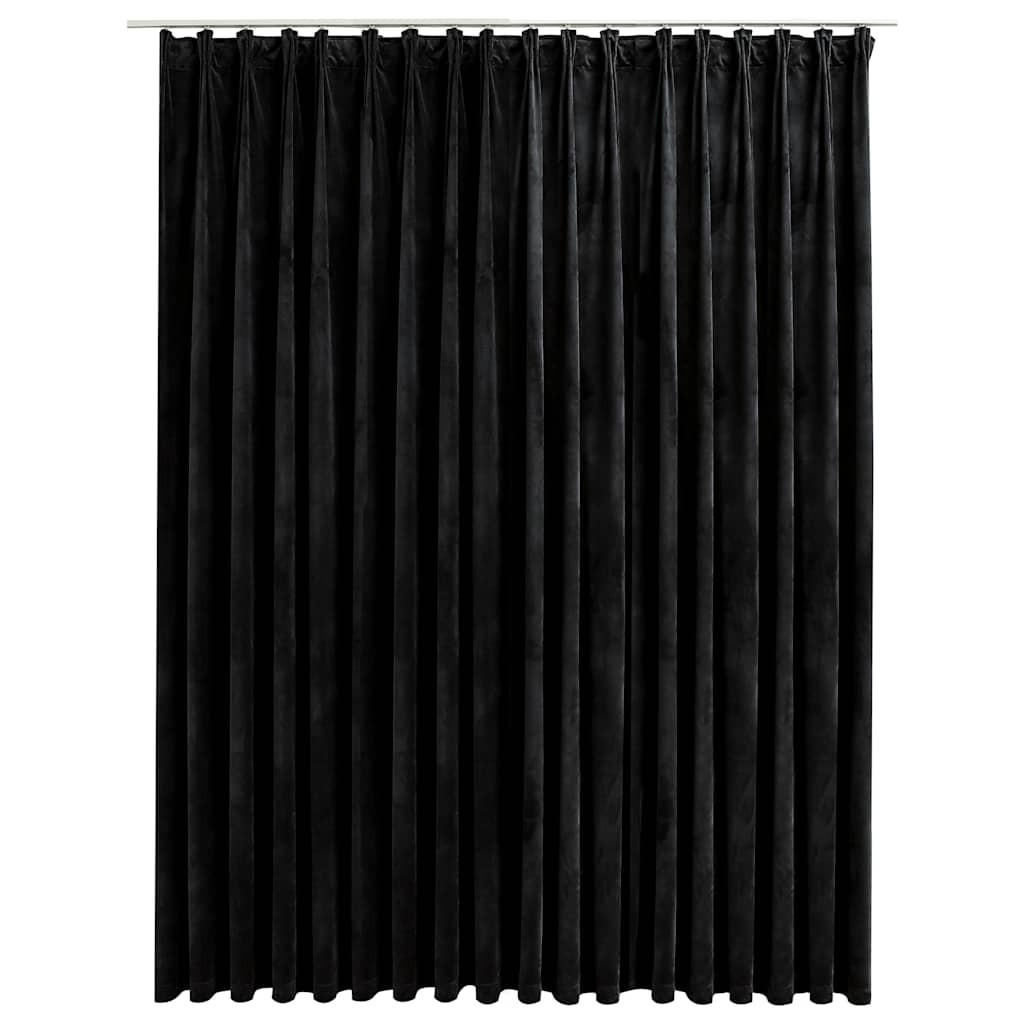 VERDUNKELUNGSVORHANG Mit Haken Samt Schwarz 290/245 Cm - Schwarz, Textil (290/245/1cm) - vidaXL