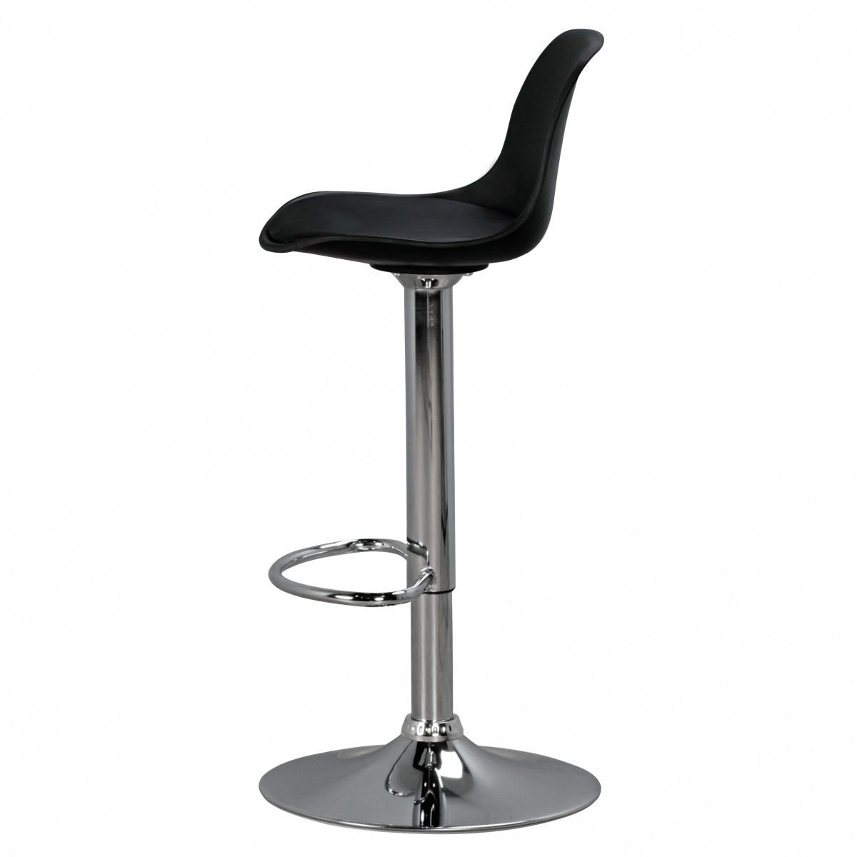BARHOCKER Lederoptik Verchromt Drehbar BERN, Schwarz 40x40x104 cm - Silberfarben/Schwarz, Kunststoff/Textil (40/104/40cm) - KADIMA DESIGN