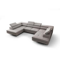 WOHNLANDSCHAFT PRAGA DESIGN U, Eckcouch in U-Form mit Schlaffunktion, Farbe: Grau, Kunstleder, Ottomane Universal - Grau, Textil (342/89/202cm) - O-Sofa