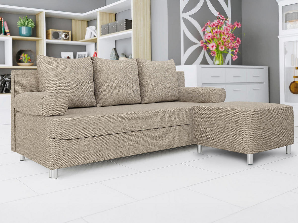 SCHLAFSOFA Dover mit Polsterhocker - Chromfarben/Naturfarben, Holz/Kunststoff (192/80cm) - MIRJAN24