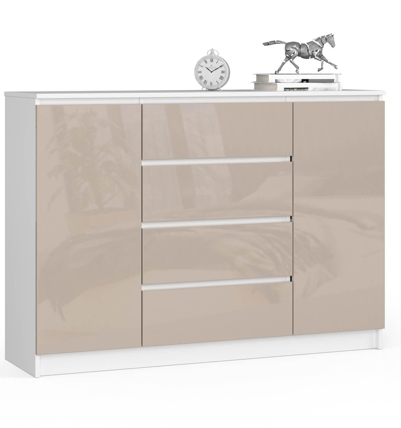 KOMMODE Weiß, Cappuccino Glanz 99/138/40 - Weiß, Holzwerkstoff (138/99/40cm) - RAUMHIRSCH FURNITURE