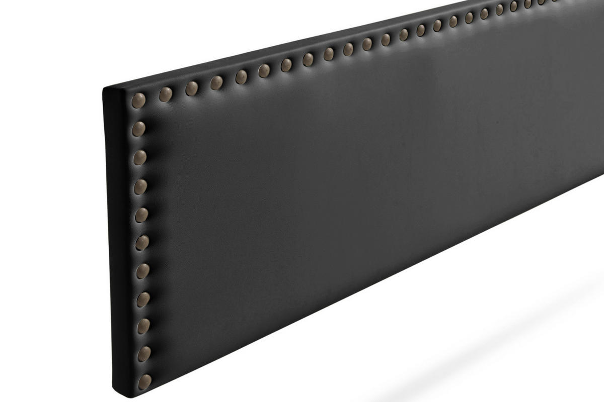 Kopfteil gepolstert MODENA Kunstleder 160x55x8 cm - Schwarz - Moonia - Schwarz, Holz (160/8/55cm)