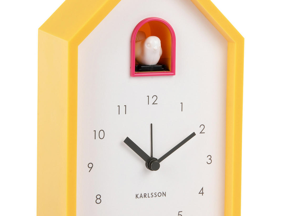 WECKER Modern Cuckoo 12/12/20 cm - Gelb, Kunststoff (12/20/12cm) - Karlsson