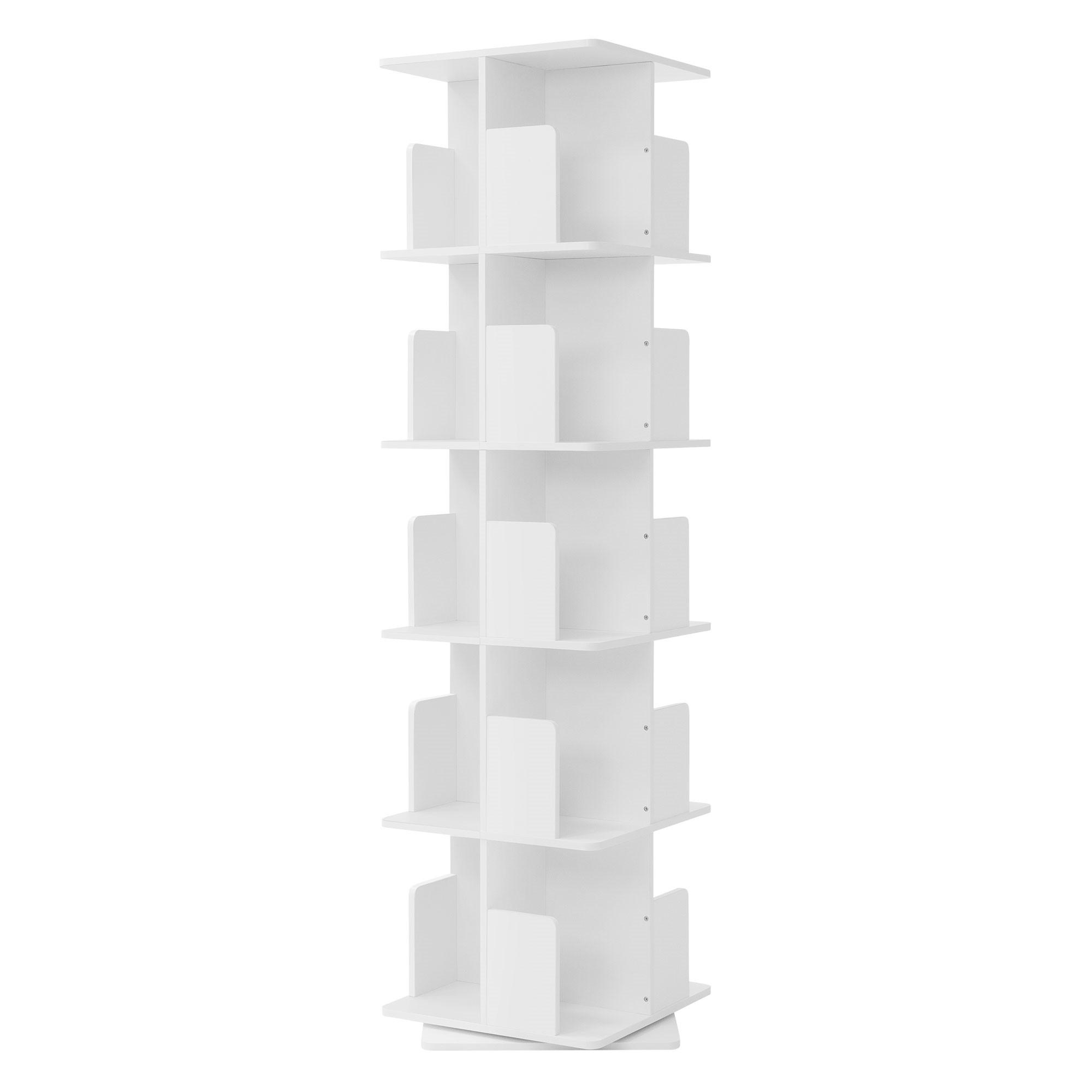 ML-DESIGN DĚTSKÁ KNIHOVNA s 5 policemi, bílá, 40 x 155 x 40 cm, otočná o 360 stupňů