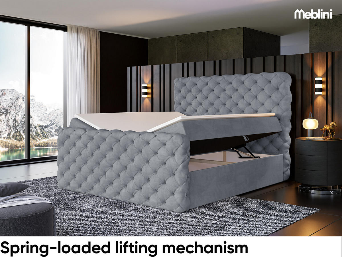 BOXBETT Duke - Schwarz/Grau, Holzwerkstoff/Textil (120/200cm) - Meblini