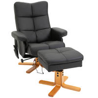 RELAXSESSEL mit Massagefunktion, Fußhocker 80/86/99 cm Schwarz - Schwarz, Holz (86/99/80cm) - Redom