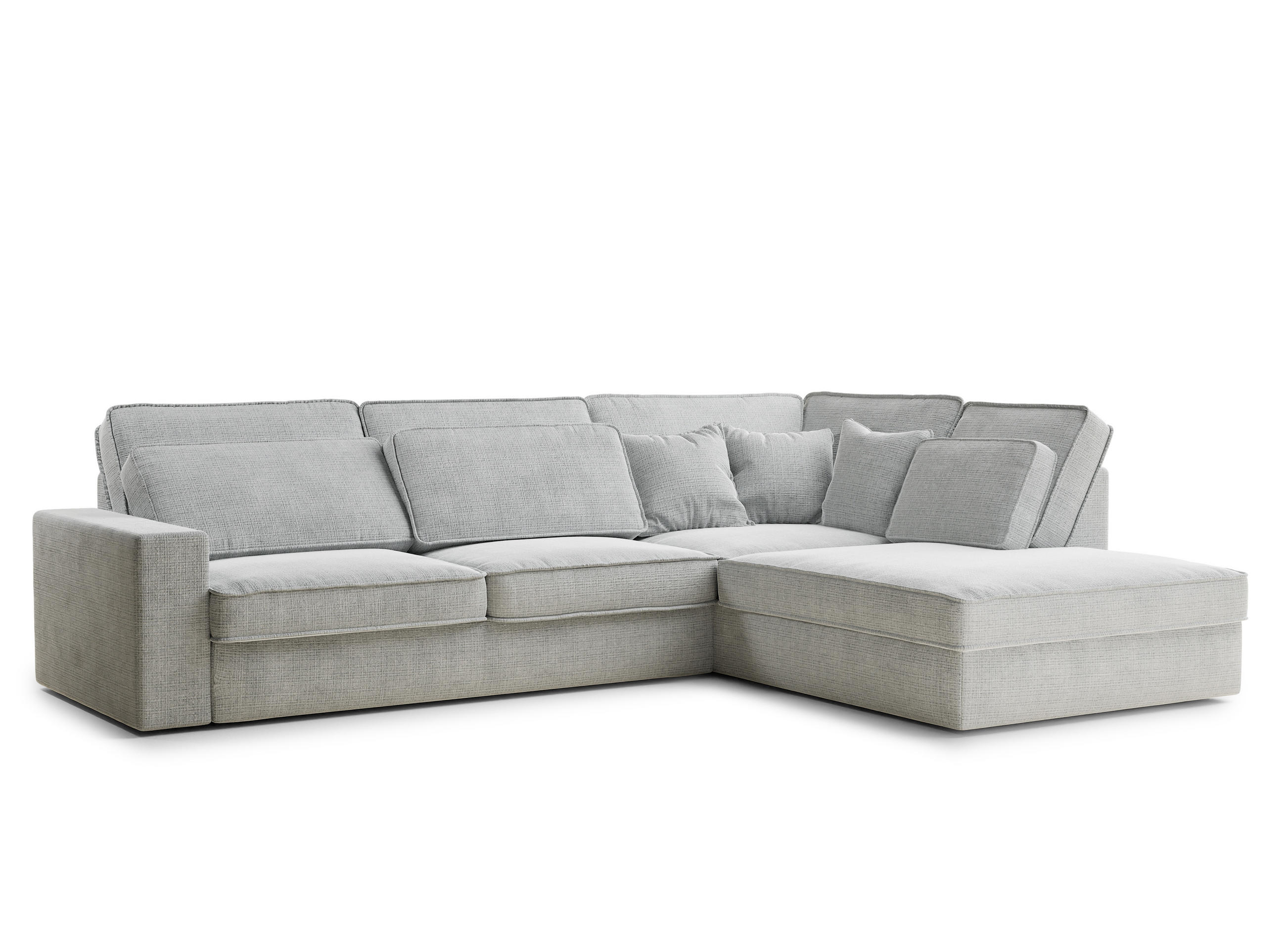 ECKSOFA Kirou Grau Chenille-Stoff - Rechts Seite - Schwarz/Grau, Holz/Holzwerkstoff (311/225cm) - Maison de Reve