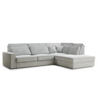 ECKSOFA Kirou Grau Chenille-Stoff - Rechts Seite - Schwarz/Grau, Holz/Holzwerkstoff (311/225cm) - Maison de Reve