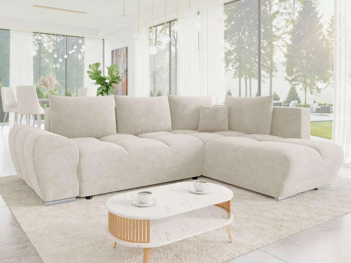ECKSOFA Forest, Seite: Rechts - Creme/Schwarz, Holz/Kunststoff (290/183cm) - MIRJAN24