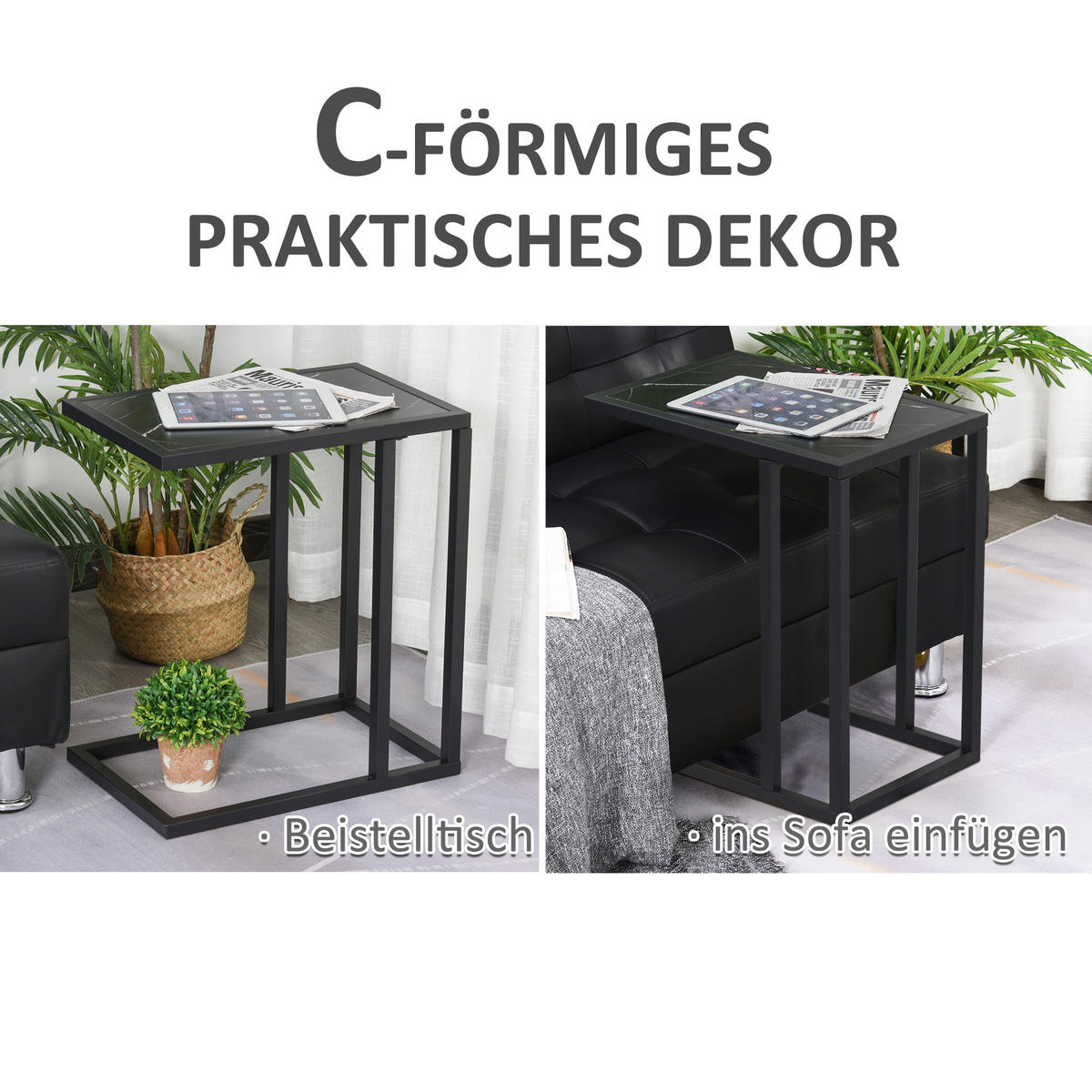 BEISTELLTISCH - Schwarz, Holzwerkstoff (45/30/51.5cm) - HOMCOM