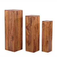 SÄULE DOLOMITEN 3-tlg. Sheesham Holz massiv, verschiedene Größen naturfarben - Naturfarben, Holz (25/25/80cm) - DESIGN DELIGHTS