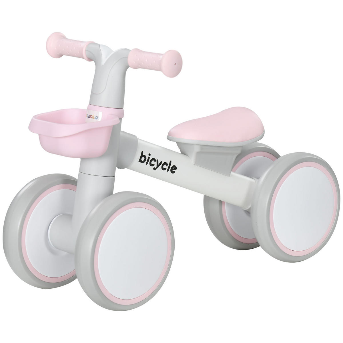 DREIRAD DE-18556 4 Räder mit Korb Grau/Weiß/Rosa - Pink, Metall (56/27/39cm) - ComfortXL