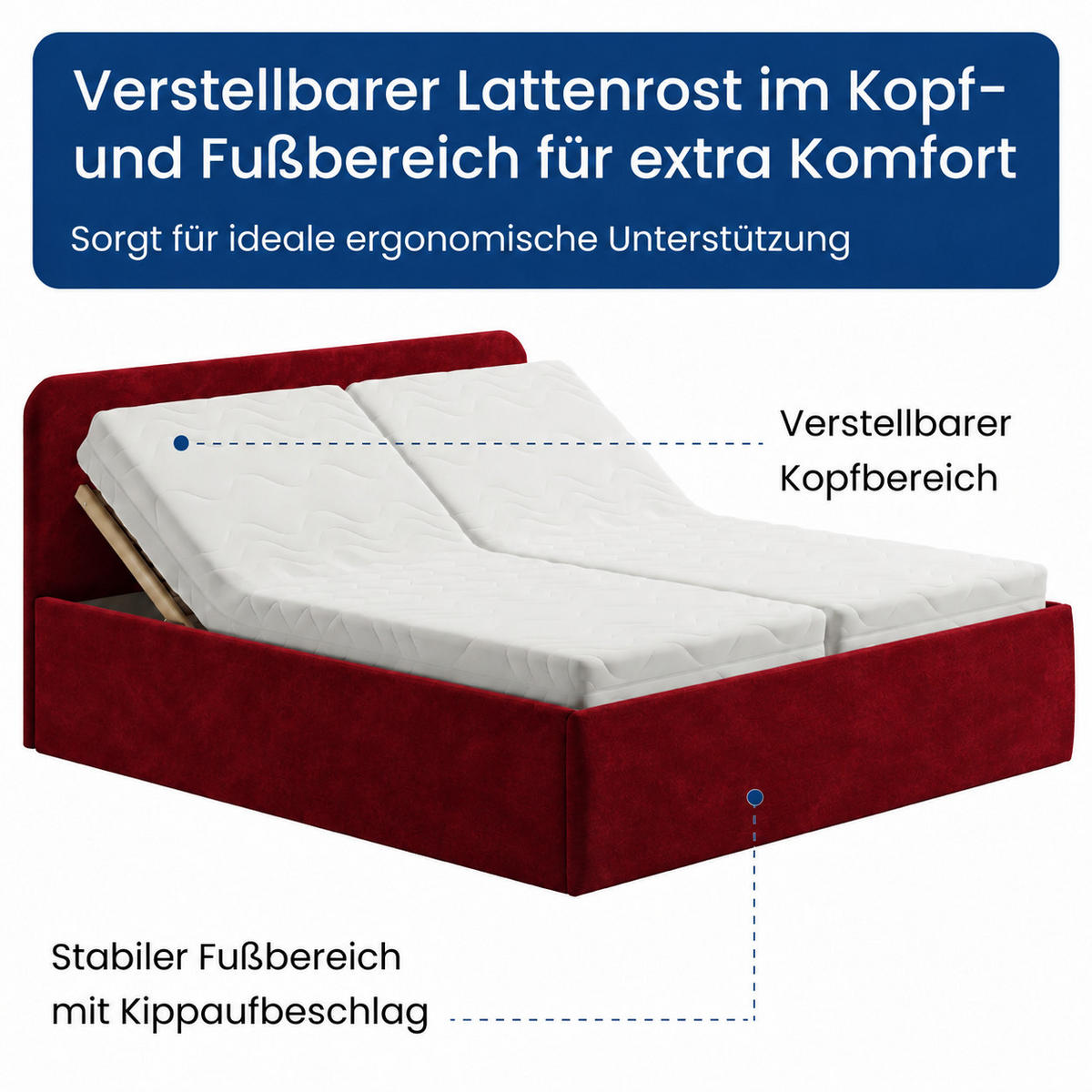 POLSTERBETT 200x200 cm Microvelours in Bordeauxrot - Bordeaux, Textil (200/200cm) - Home Collective