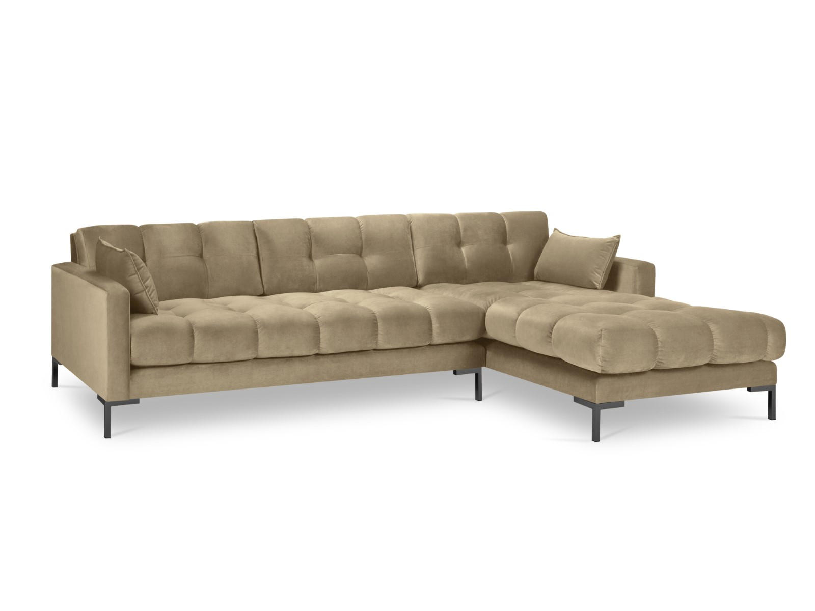 ECKSOFA rechts Mamaia aus Samt beige 5 Sitzplätze - Beige, Textil (185/293cm) - Micadoni