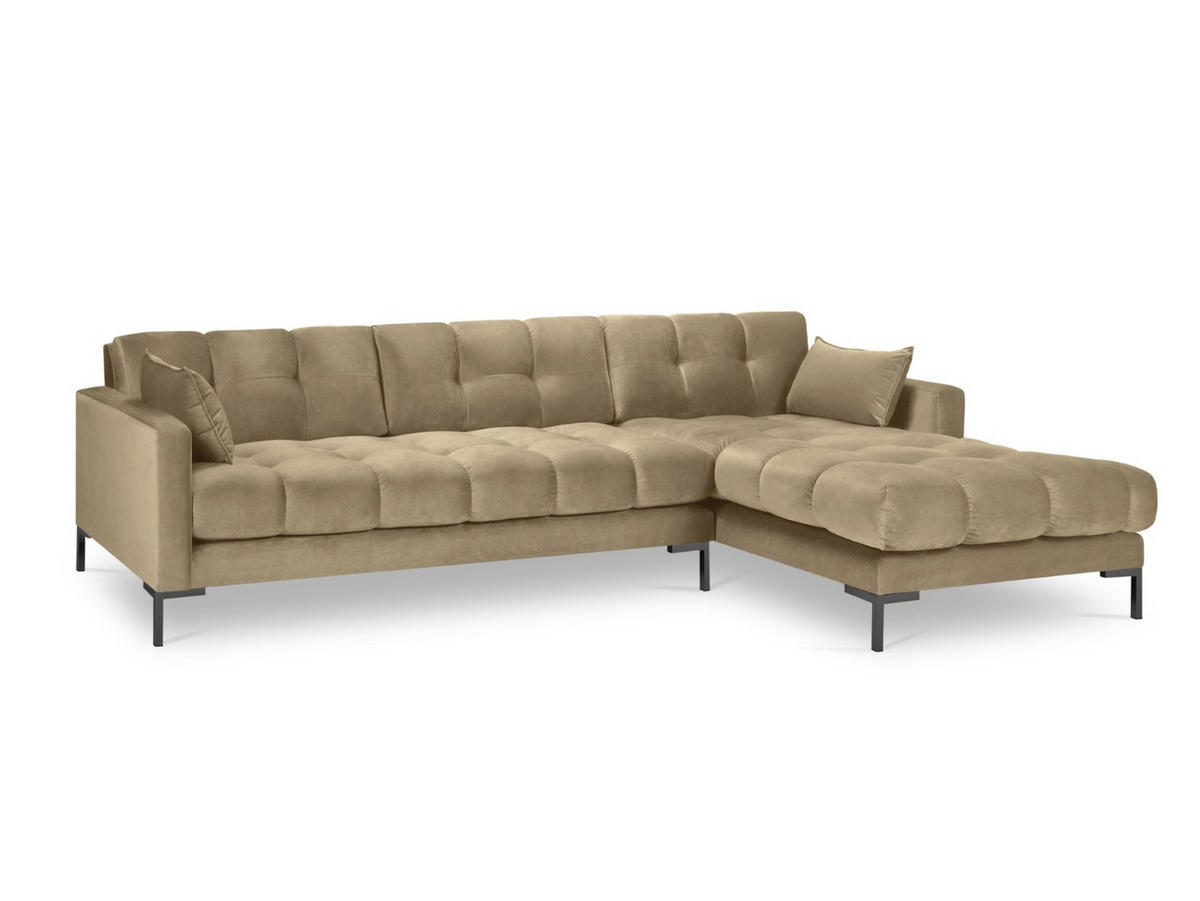 ECKSOFA rechts Mamaia aus Samt beige 5 Sitzplätze - Beige, Textil (185/293cm) - Micadoni