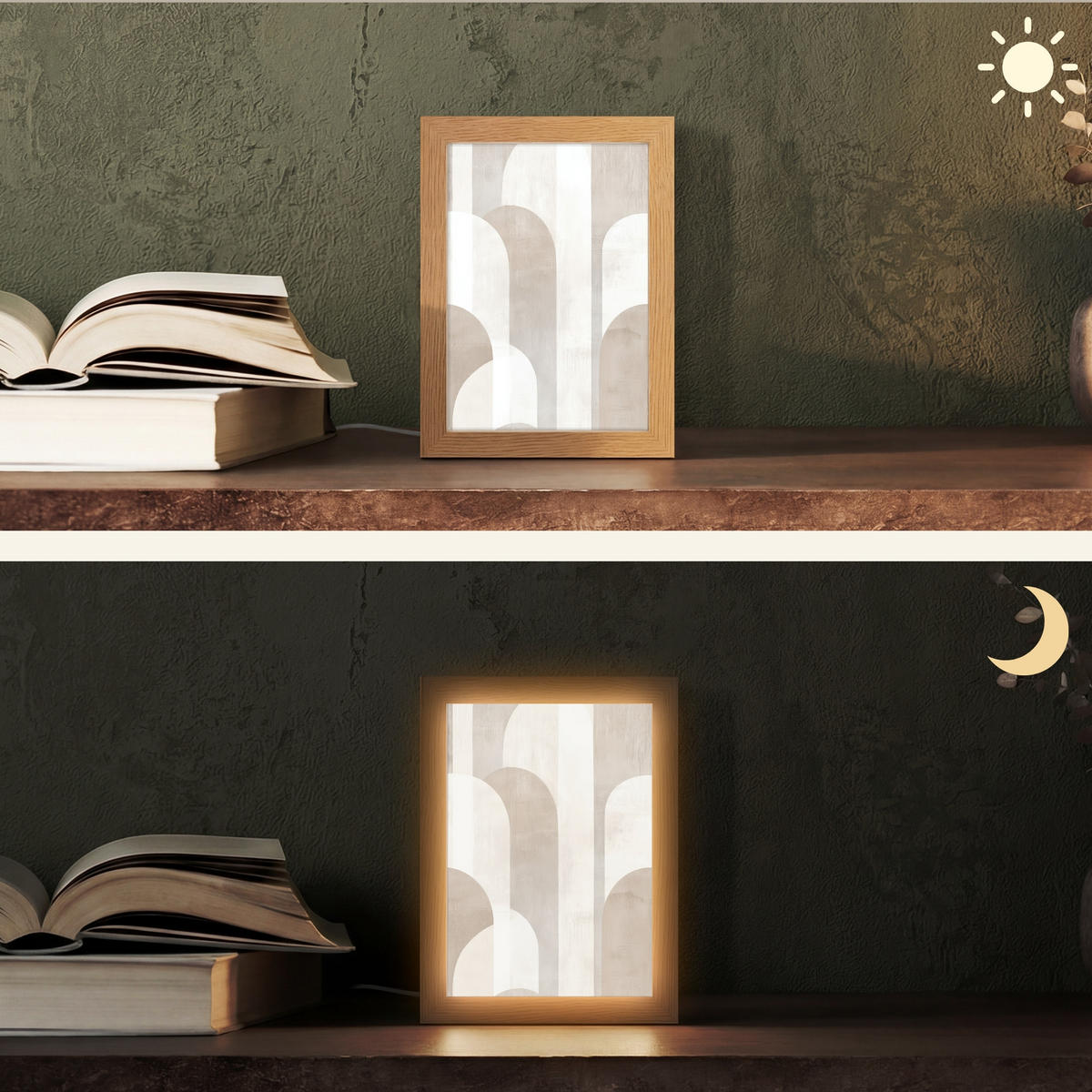 STOLNÍ LAMPA Abstraktní oblouky - Moderní - Béžová 15x20 cm - barva koloniálního buku, kompozitní dřevo (8/15/20cm) - OnlyWow