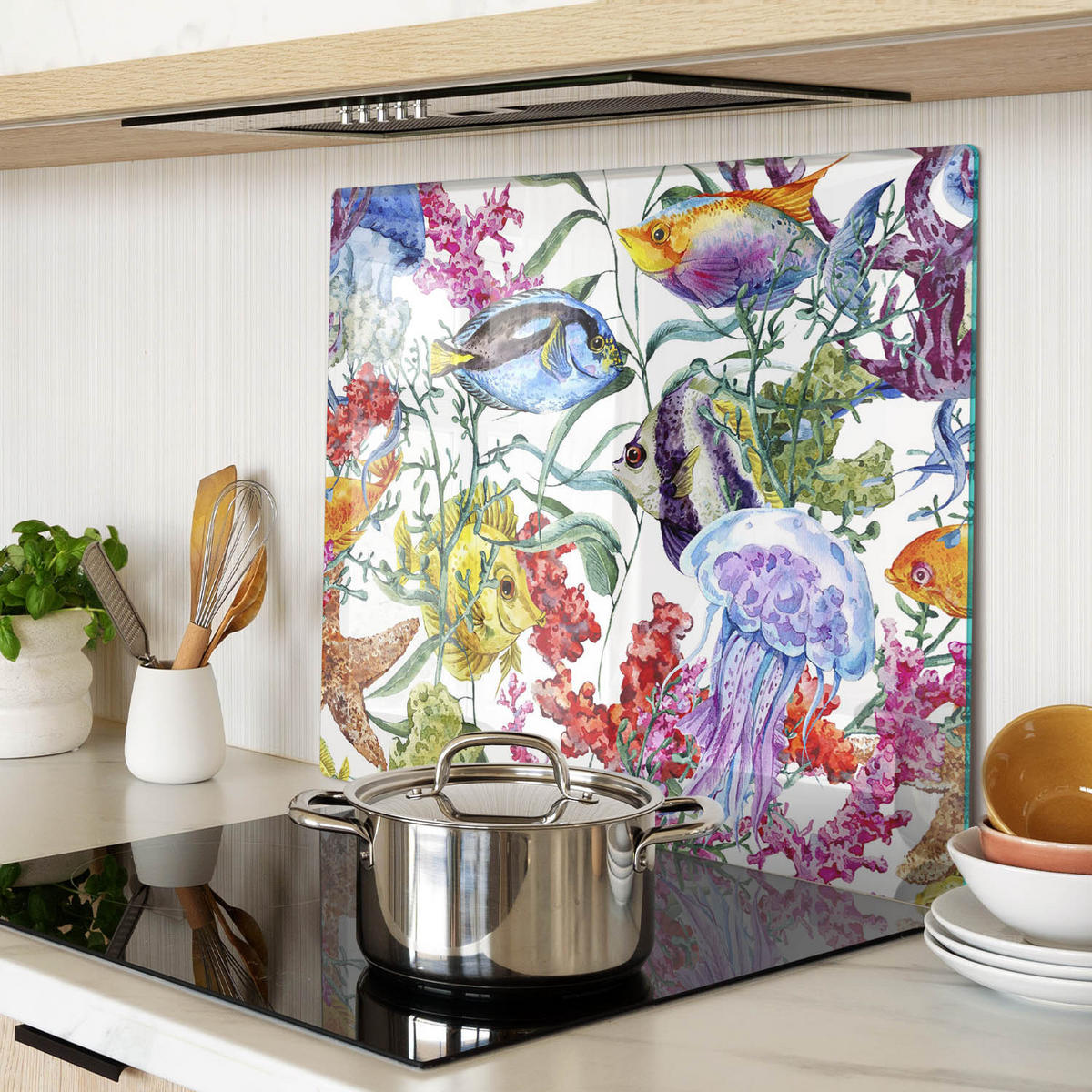 GLASPLATTE 60x52 cm Korallenriff - Orange, Glas (60/0.4/52cm) - TULUP