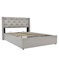 POLSTERBETT 140/200 cm Hellgrau mit Stauraum und Lattenrost - Hellgrau, Textil (140/200cm) - OKWISH