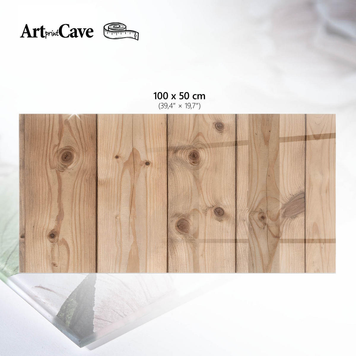 TISCHPLATTE 100x50 cm – Holzpaneele - Beige, Glas (100/50/0.4cm) - Wallfluent