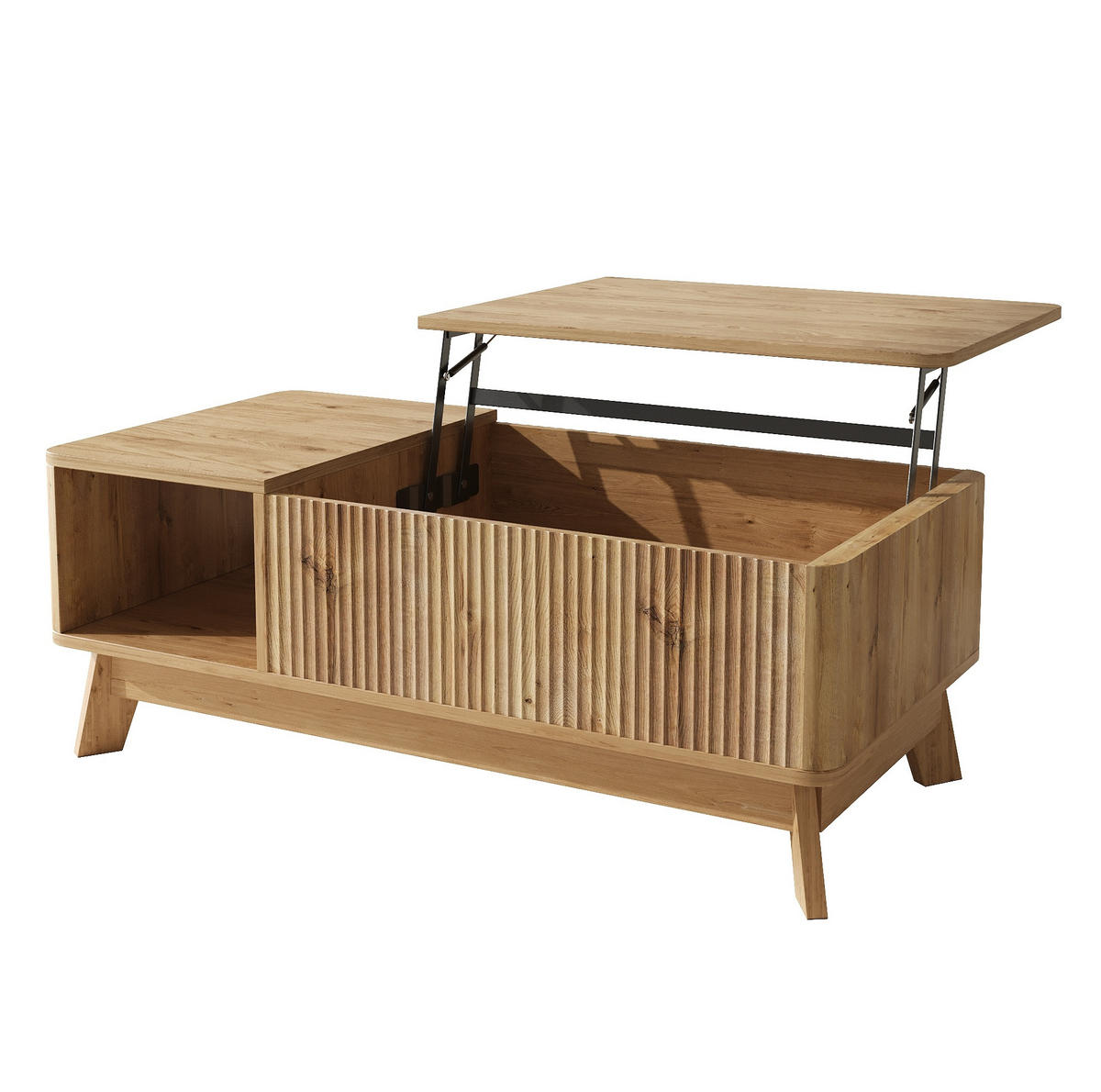 COUCHTISCH aus MDF 95x48x50 cm in Natur mit höhenverstellbarer Tischplatte - Naturfarben, Holzwerkstoff (95/48/50cm) - Modfu