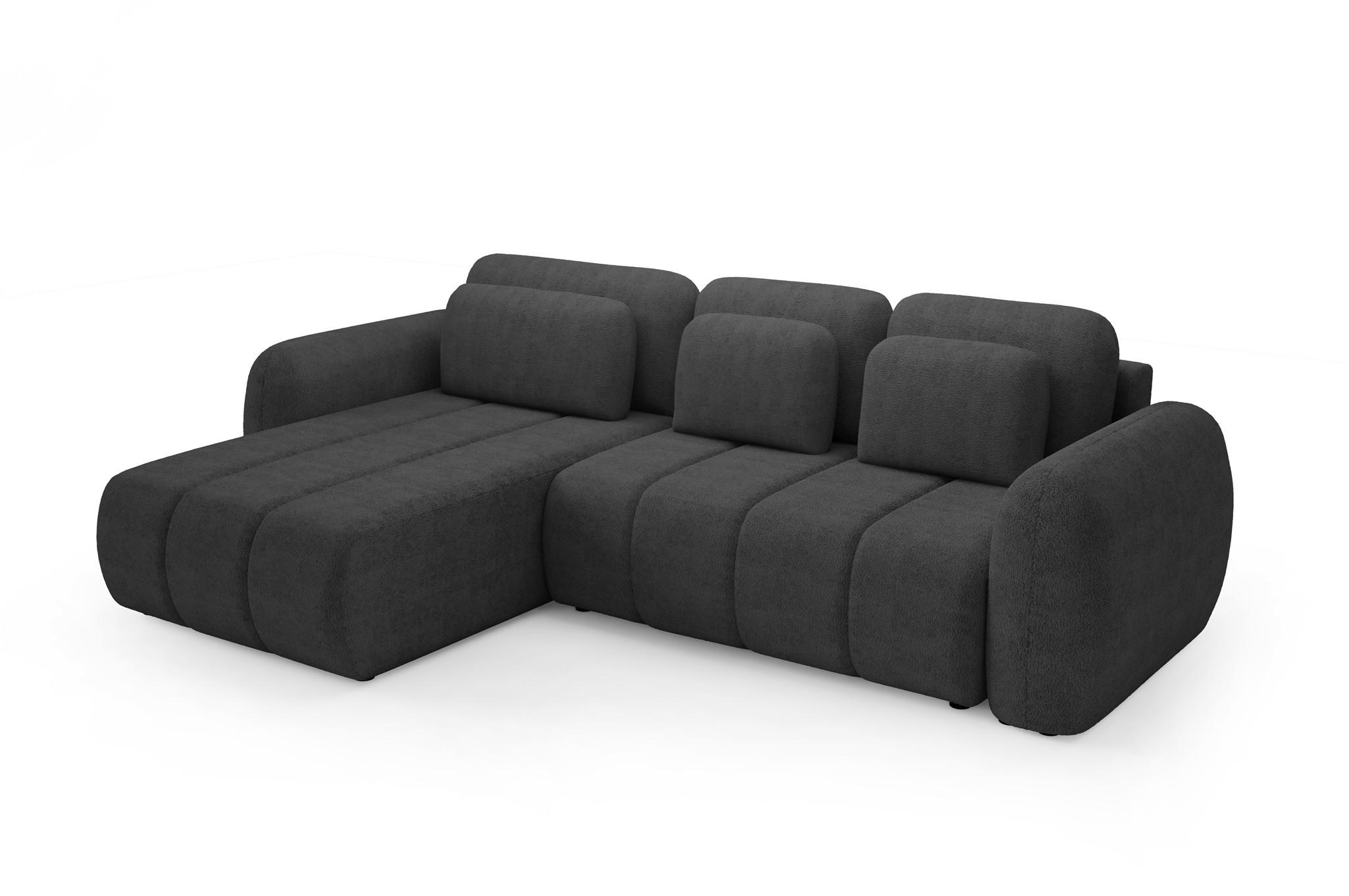 ECKSOFA Caria Mit Schlaffunktion - Anthrazit, Holzwerkstoff/Textil (304/190cm) - Fun Möbel
