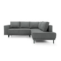 ECKSOFA Rodario Dunkelgrau Velours - Dunkelgrau/Schwarz, Textil/Metall (247/187cm) - Selsey