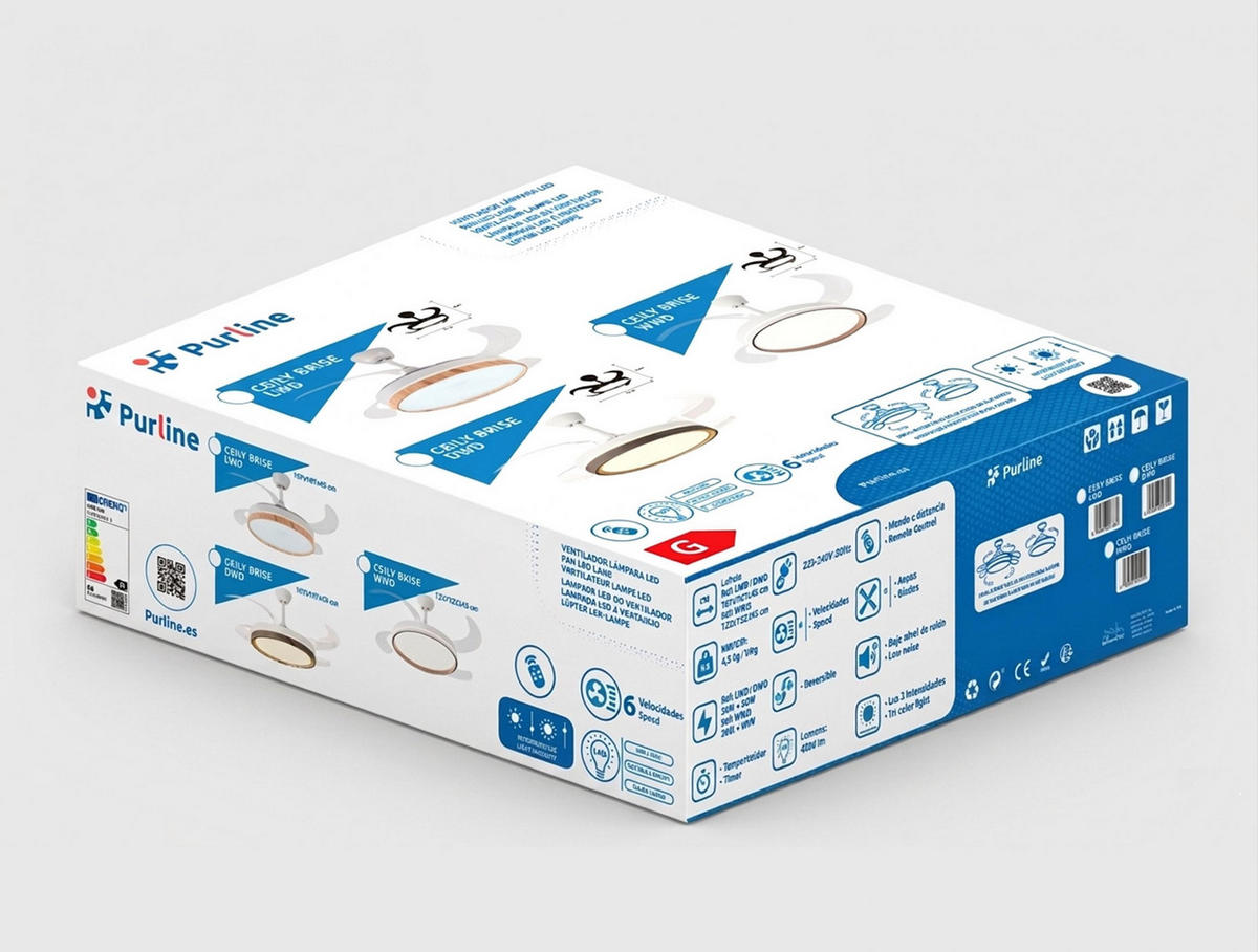 LED-DECKENLAMPE Hellbraune Holz mit integriertem Ventilator 60 W - Hellbraun, Kunststoff (45/107/107cm) - Purline
