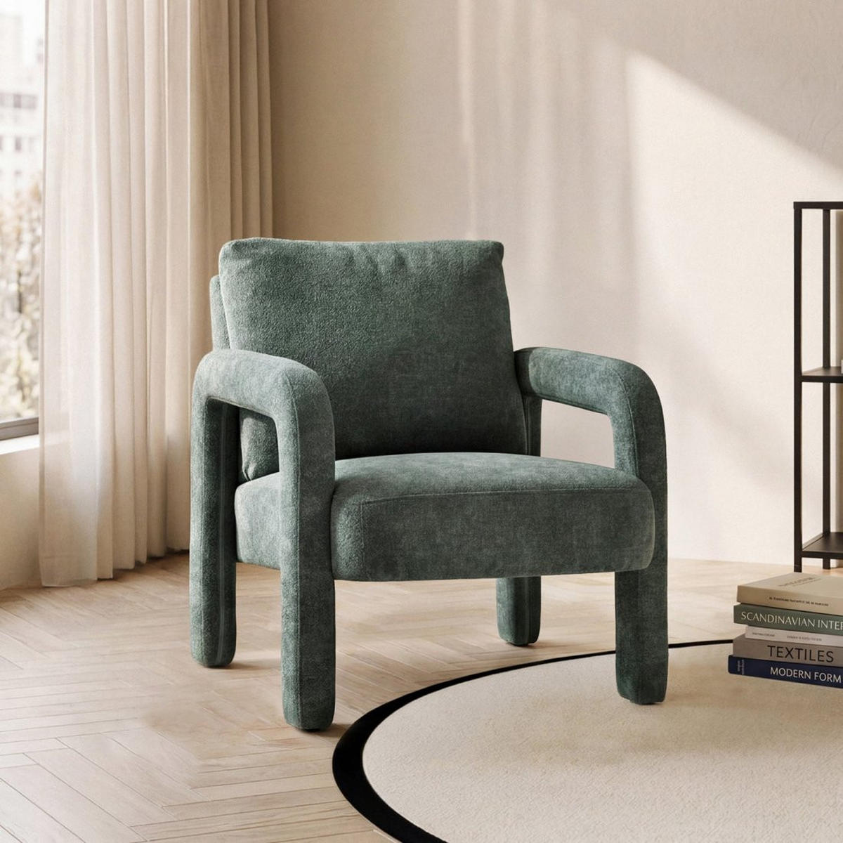 LESESESSEL Runa Grün 72 cm x 81 cm - Grün, Textil (72/81/79cm) - Klast Home