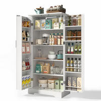 BUFFET 60/35/128 cm in Weiß mit LED-Beleuchtung und verstellbaren Böden - Weiß, Holzwerkstoff (60/128/35cm) - Flora Grace