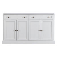 KÜCHENBUFFET mit 4 Türen, 2 Schubladen, LED-Beleuchtung und verstellbaren Einlegeböden, 150 x 40 x 86 cm, Antikweiß, Spanplatte - Weiß, Holzwerkstoff (150/86/40cm) - SONNENH