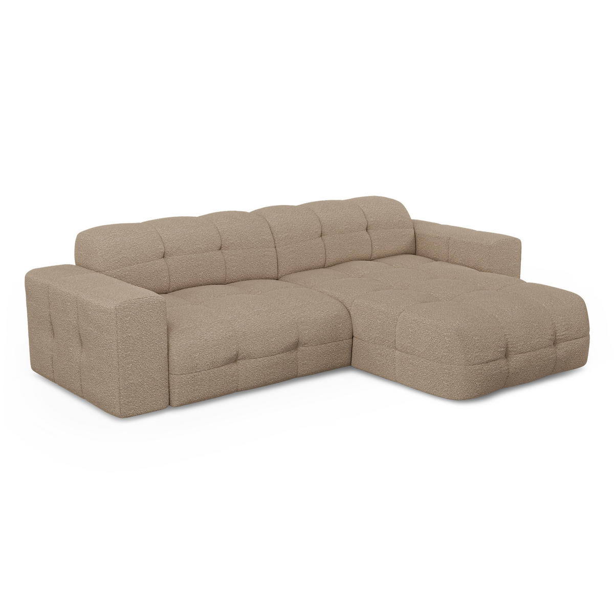 ECKSOFA RECHTS Bouclé-Stoff Taupe 230cm - Taupe, Textil (230/155cm) - Sia Home