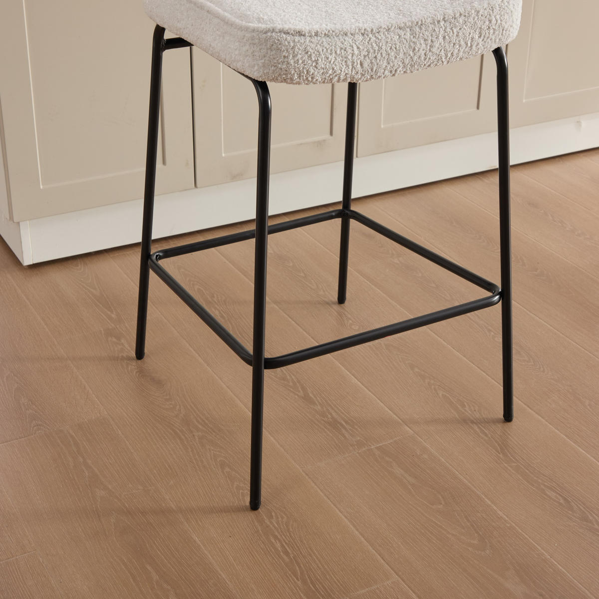 BARHOCKER 2er-Set Vintage PU-Leder Rattan-Optik Holz & Metall - Creme, Textil (46.2/96.5/59.8cm) - Urban Meuble