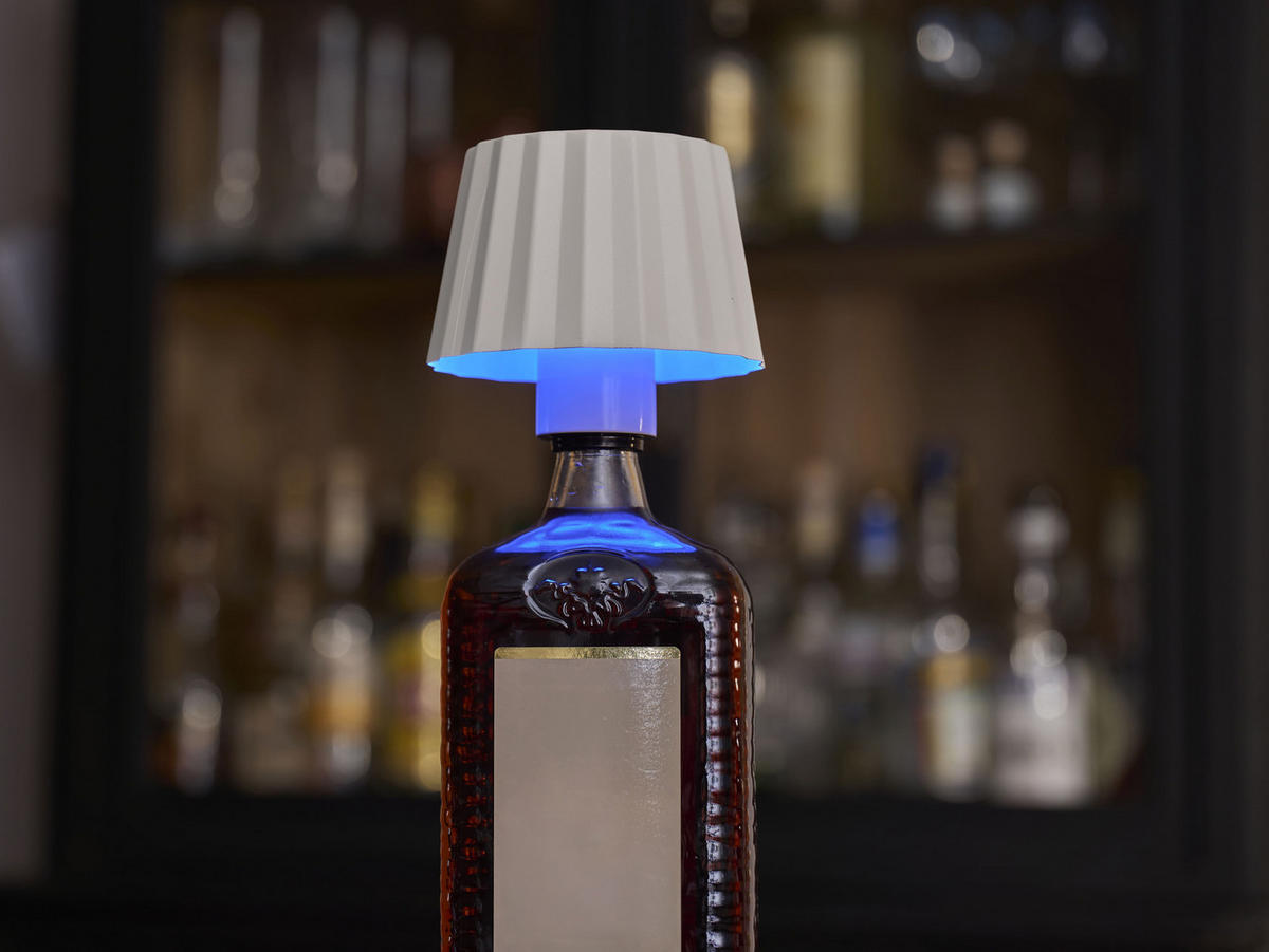 3IN1-LED-TISCHLAMPE - Flaschenleuchte mit Dimmfunktion und 3000mAh Akku für Innen und Außen, Plissee weiß - Weiß, Metall (15/15/45cm) - Northpoint