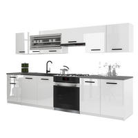KUCHYNSKÁ linka Italia 4 260 cm, s pracovnou doskou, biela, vysoký lesk - biela s vysokým leskom, drevo (260/143/60cm) - B BELINI GROUP