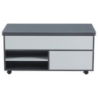 COUCHTISCH 100/98/65 cm grau-weiß aus Spanplatte mit höhenverstellbarer Tischplatte - Grau, Holzwerkstoff (100/98/65cm) - OKWISH