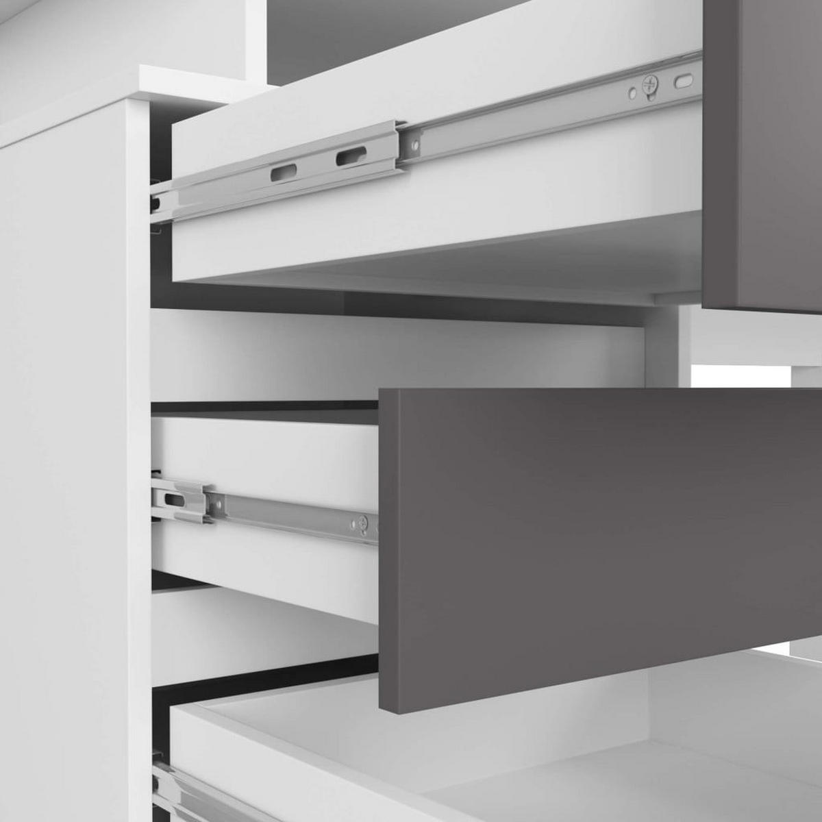 SCHREIBTISCH Weiß, Graphit 77/135/60 - Graphitfarben/Weiß, Holzwerkstoff (60/135/77cm) - RAUMHIRSCH FURNITURE