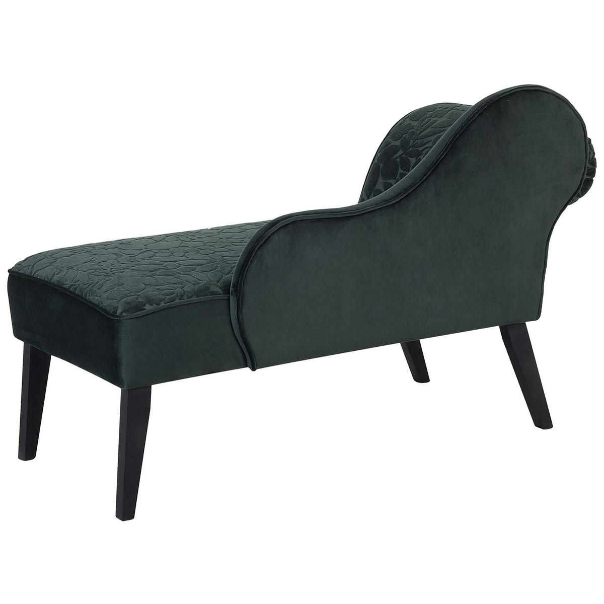 CHAISELONGUE Samtstoff dunkelgrün Blättermuster linksseitig Biarritz - Grün, Textil (116/77/56cm) - Beliani