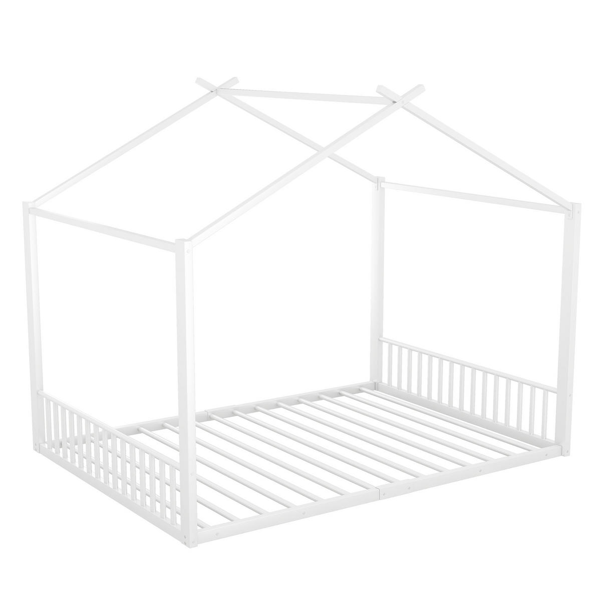 HAUSBETT 140/200 cm weiß aus Metall - Weiß, Metall (140/200cm) - OKWISH