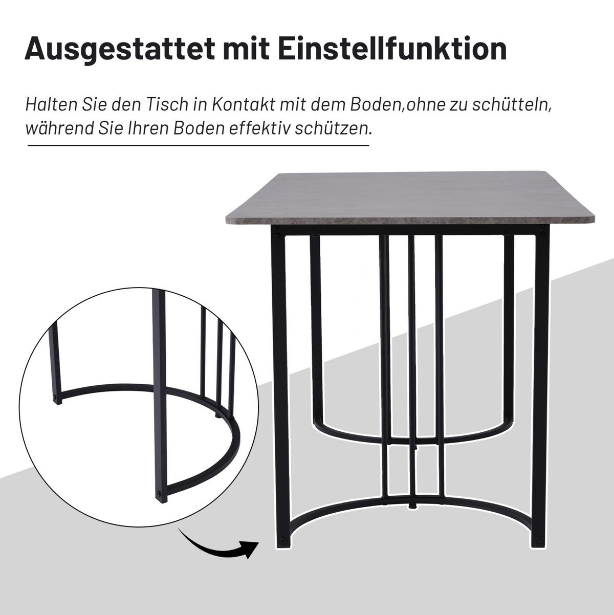 ESSTISCH 140 x 80 cm MDF in Marmoroptik Grau mit Metallgestell - Grau, Metall (140/80/75cm) - Meubliv