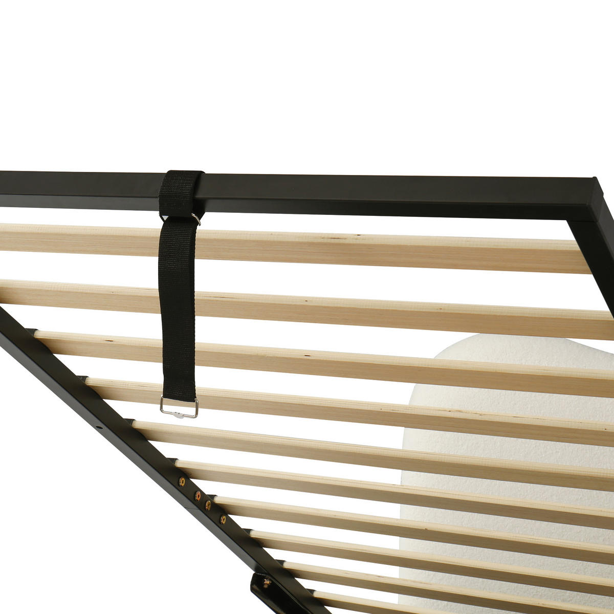 STAURRAUMBETT 90/200 cm DE-03042, mit Hydraulik und Bouclé-Bezug, in Beige - Beige, Metall (90/200cm) - ComfortXL