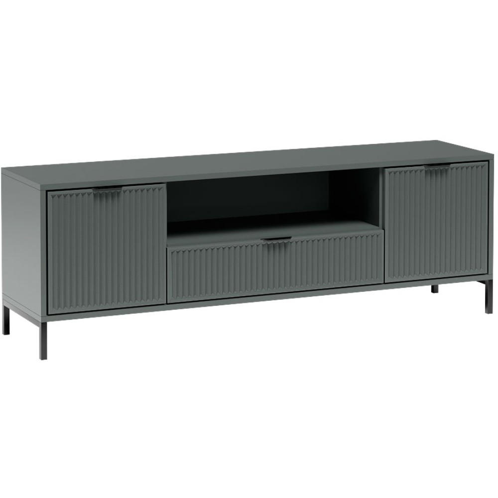 LOWBOARD Linna mit zwei Türen dunkelgrün 165 cm - Dunkelgrün/Schwarz, Holzwerkstoff/Metall (165/56/40cm) - Beautysofa