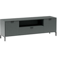 LOWBOARD Linna mit zwei Türen dunkelgrün 165 cm - Dunkelgrün/Schwarz, Holzwerkstoff/Metall (165/56/40cm) - Beautysofa
