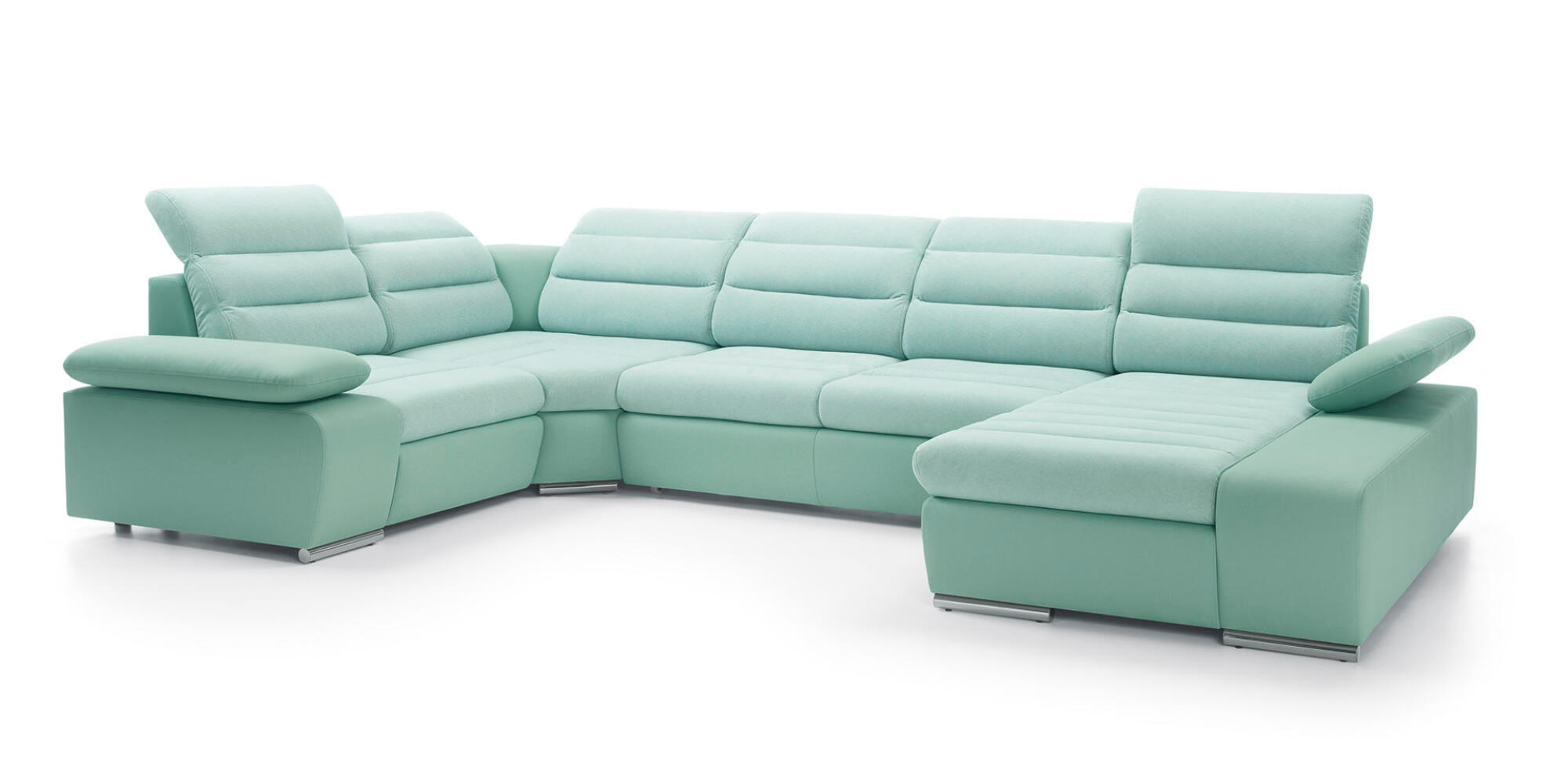 ECKSOFA KORFU Grün 365x225x100 cm - Grün, Textil (365/225cm) - FURNLUX