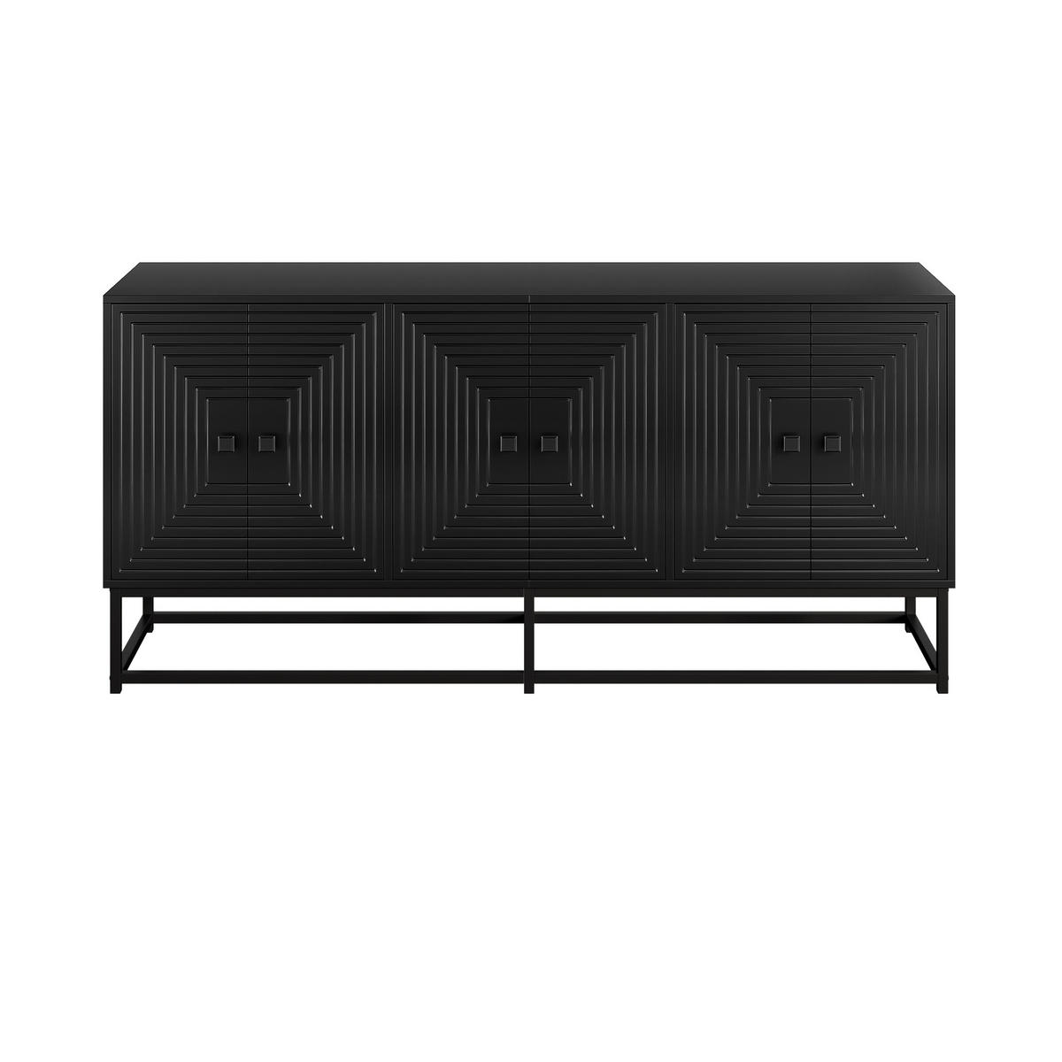 SIDEBOARD schwarz 3 Türen Stauraum - Schwarz, Holzwerkstoff (160/75.5/38cm) - Fortuna Lai