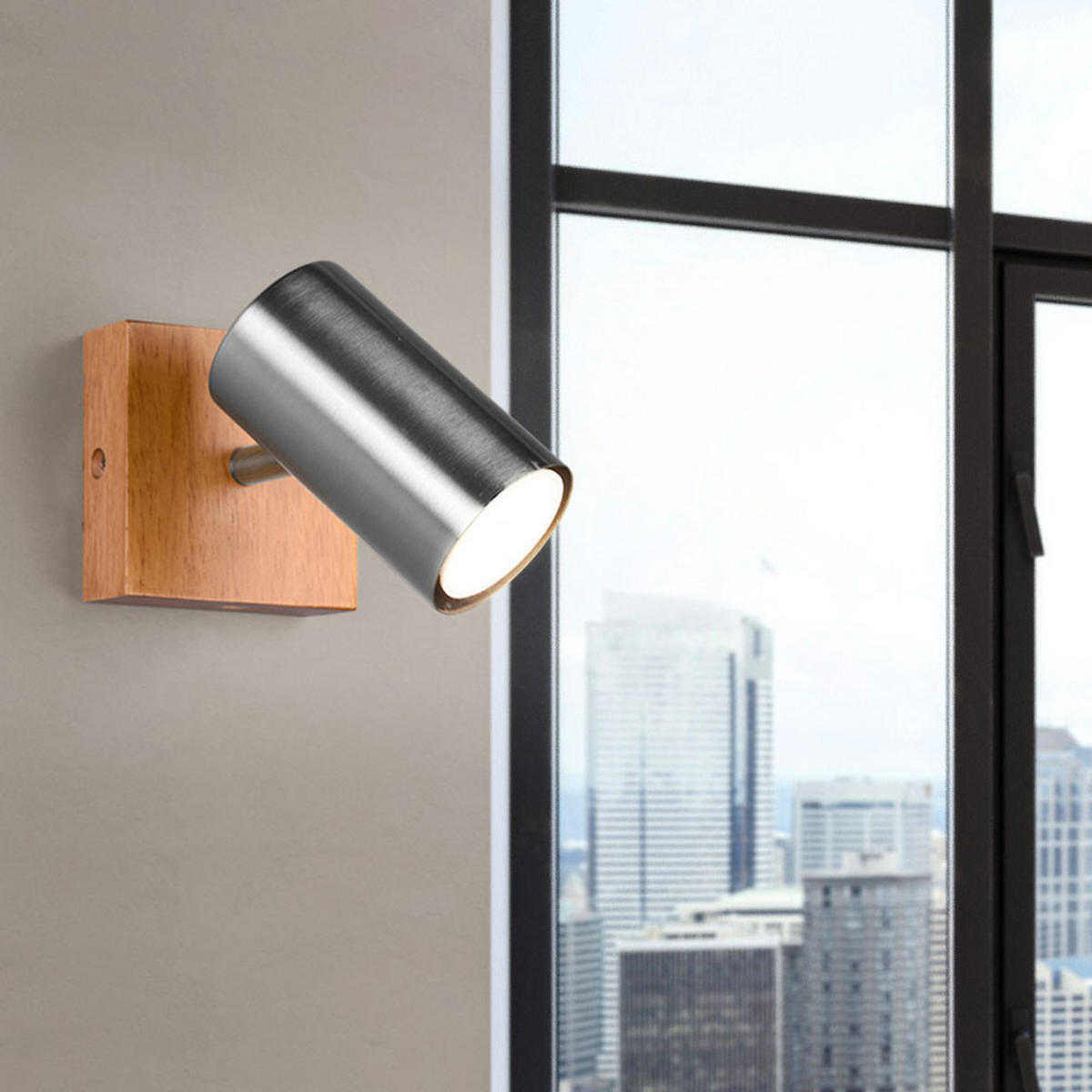 WANDLEUCHTE MARLEY Holz Silber - Silberfarben, Holz (9/16/12cm)