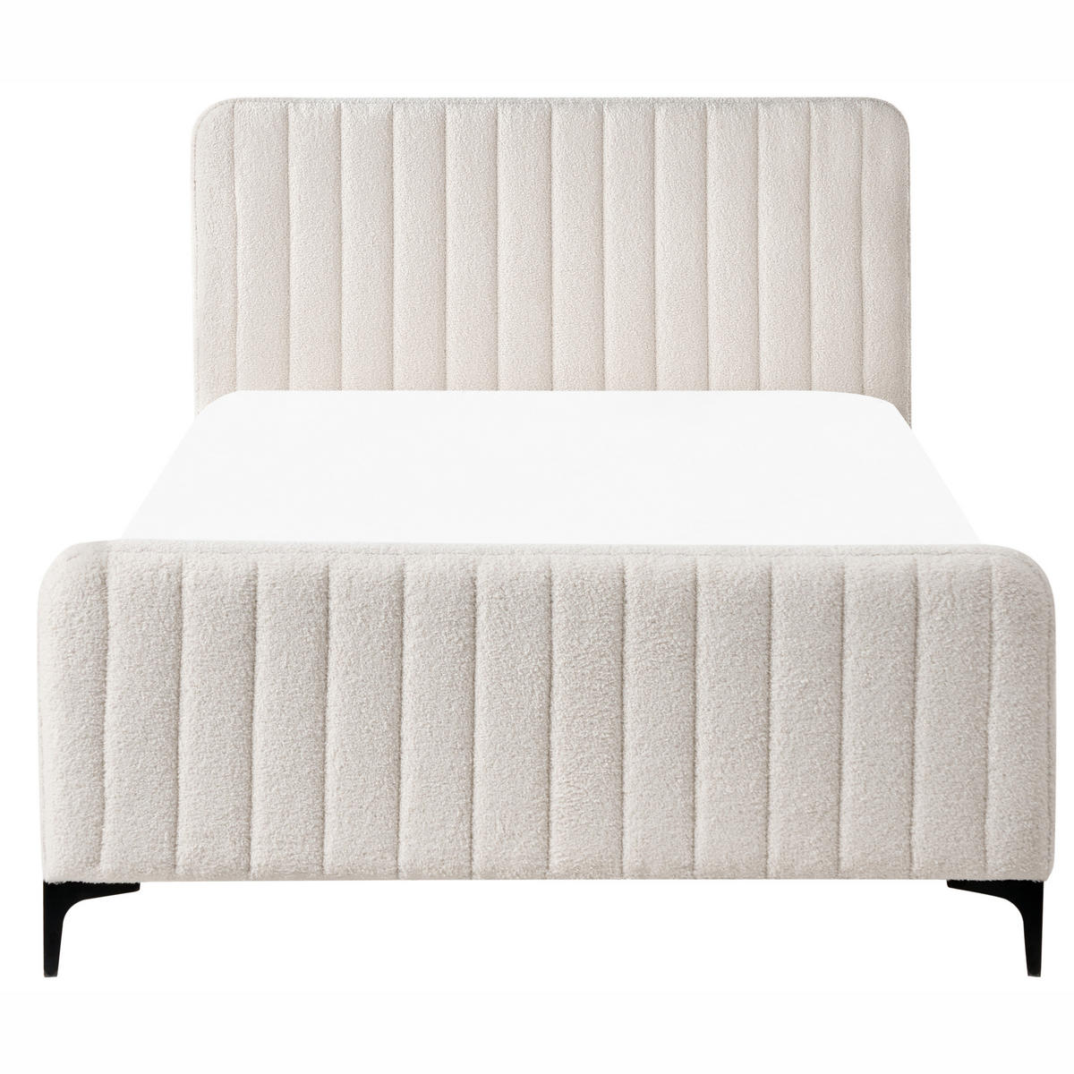 BETT mit Lattenrost 120/200 cm Cremeweiß Lunan - Schwarz/Weiß, Textil (120/200cm) - Beliani