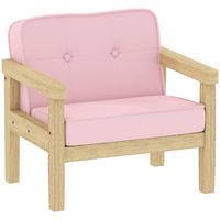 KINDERSESSEL, gepolsterter Kindersofa mit Holzrahmen, Cordoptik, für Spielzimmer - Rosa/Naturfarben, Holz/Holzwerkstoff (44/45/46.5cm) - AIYAPLAY