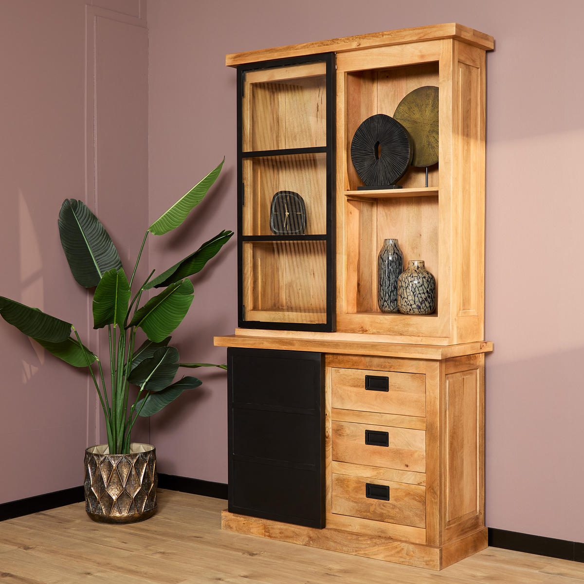 VITRINE Nashville Braun 45/120/220 cm - Braun, Holz (120/220/45cm) - Starfurn